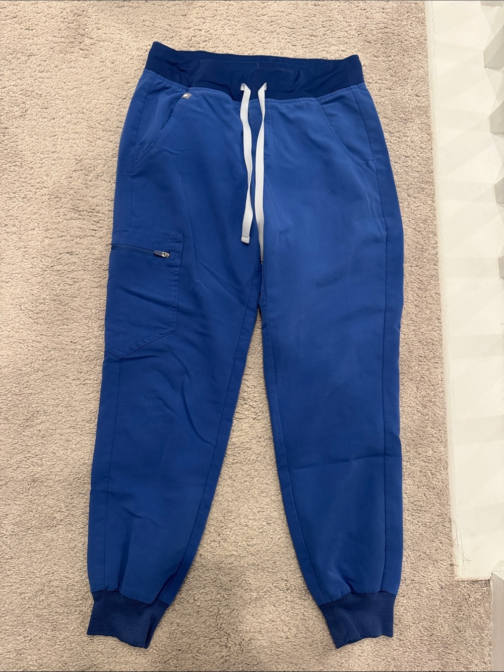 Blue women’s scrub Jogger Pants with Cargo Pocket